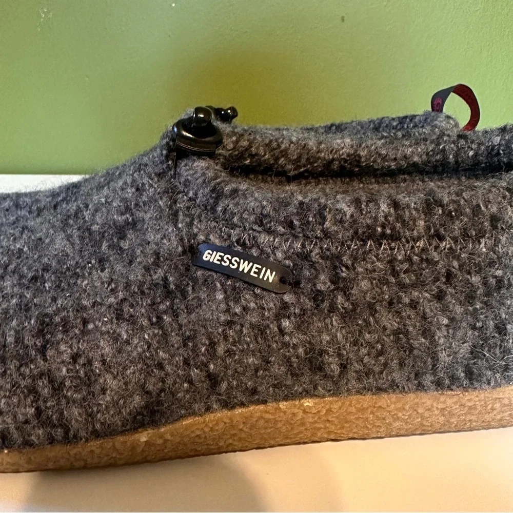 Giesswein Men’s Vent Lodge Slipper Grey Virgin Wool Slip On Shoes size 44 11